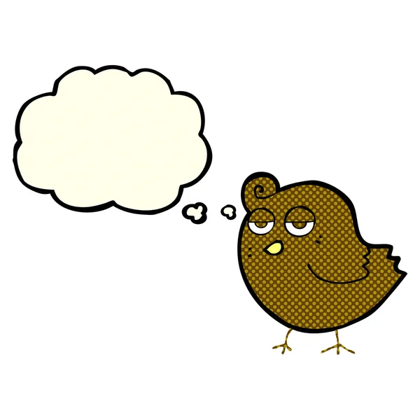 विचार बुलबुला के साथ कार्टून पक्षी — स्टॉक वेक्टर