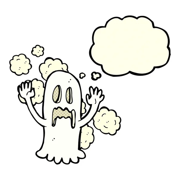 Cartoon spooky ghost with thought bubble — Stock Vector