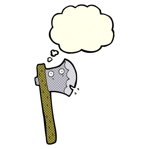 Cartoon axe with thought bubble — Stock Vector