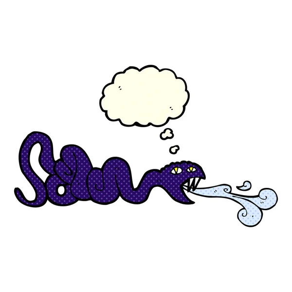 Cartoon slang met gedachte zeepbel — Stockvector