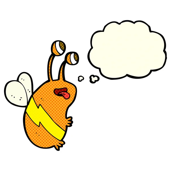 具有思想气泡的卡通蜜蜂 — 图库矢量图片