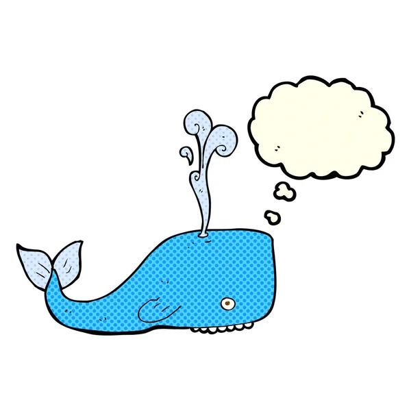 Cartoon whale with thought bubble — Stock Vector