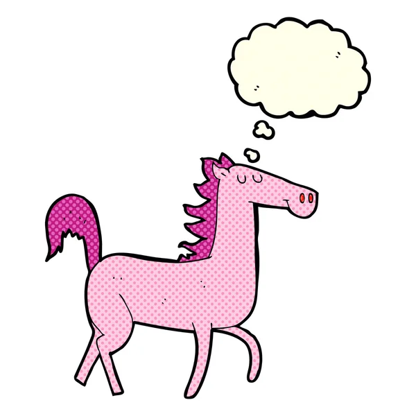 Cartoon paard met gedachte zeepbel — Stockvector