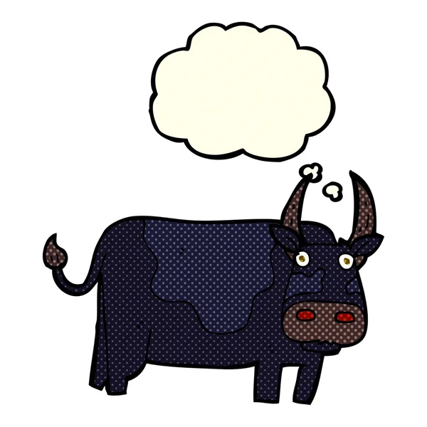 Toro de dibujos animados con burbuja de pensamiento — Vector de stock