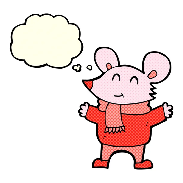 思考バブルを持つ漫画のマウス — ストックベクタ