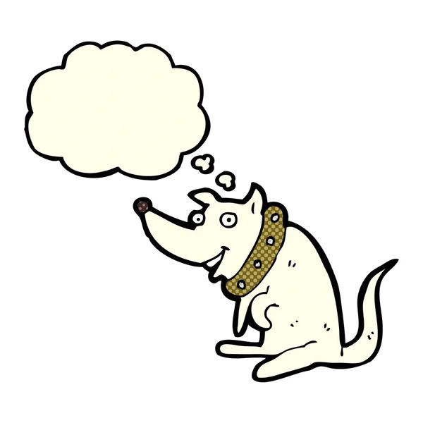 漫画の幸せな犬で大きな襟付き思考バブル — ストックベクタ