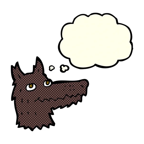 Cartoon wolf head with thought bubble — Stock Vector