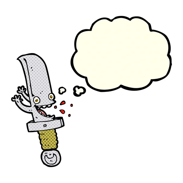 Szalony nóż postać z kreskówki z bańki myśli — Wektor stockowy