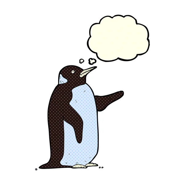 Cartoon pinguïn met gedachte zeepbel — Stockvector