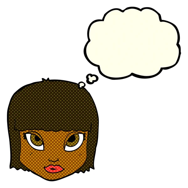 Cartoon female face with thought bubble — Stock Vector