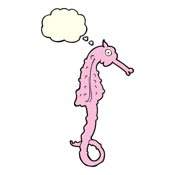 Cartoon zeepaardje met gedachte zeepbel — Stockvector