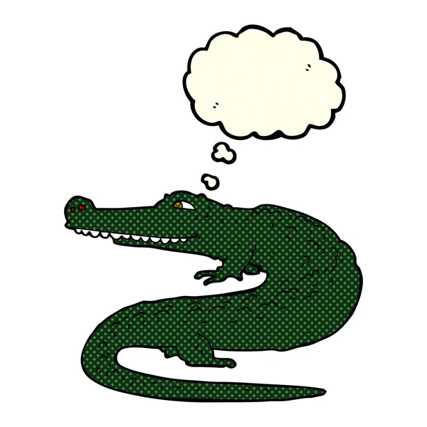 Crocodile dessin animé avec bulle de pensée — Image vectorielle