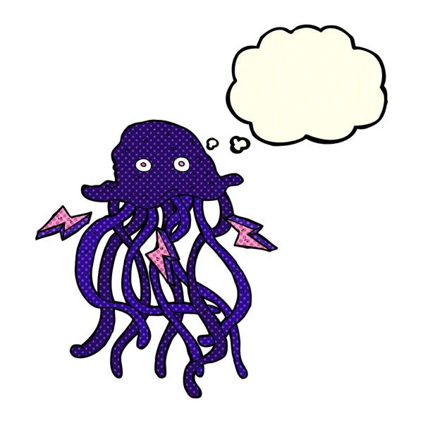 Pulpo de dibujos animados con burbuja de pensamiento — Archivo Imágenes Vectoriales