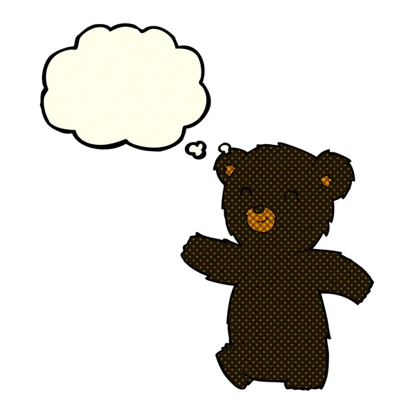 Χαριτωμένο κινούμενα μαύρη αρκούδα με σκέψη φούσκα — Διανυσματικό Αρχείο