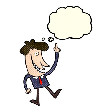 Düşünce baloncuğu olan çizgi film adamı.