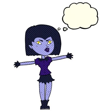 Düşünce baloncuğu olan vampir kız.