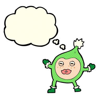 Düşünce baloncuklu komik Noel yaratığı