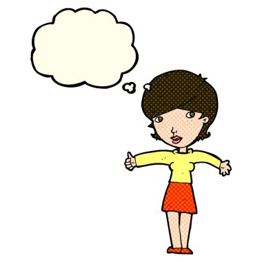 çizgi film kadın simgesiyle düşünce balonu Yaşasın