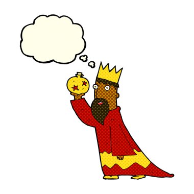 Düşünce baloncuğu olan üç bilge adamdan biri.