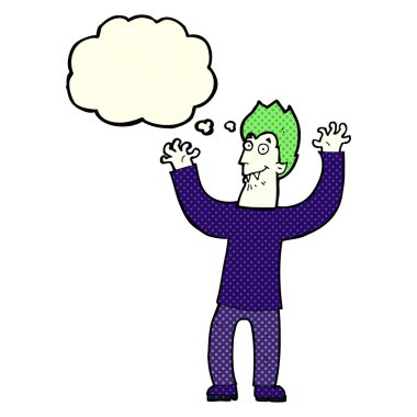 Düşünce baloncuklu cadılar bayramı vampiri çizgi filmi