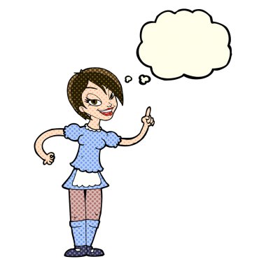 Çizgi film garsonu düşünce balonuyla sipariş veriyor.