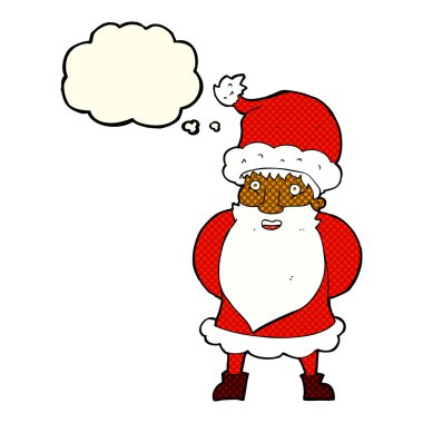 Düşünce baloncuklu çizgi film Noel Baba