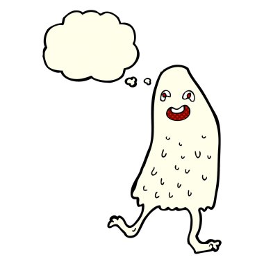 Düşünce baloncuklu komik balçık canavarı.