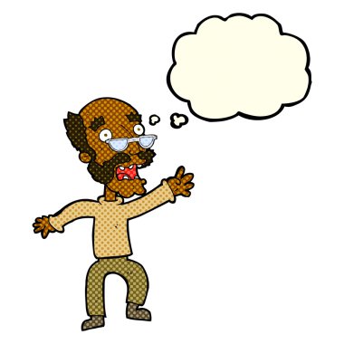 Çizgi film, düşünce balonlu yaşlı adamı korkuttu.