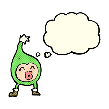 Düşünce baloncuklu komik Noel yaratığı