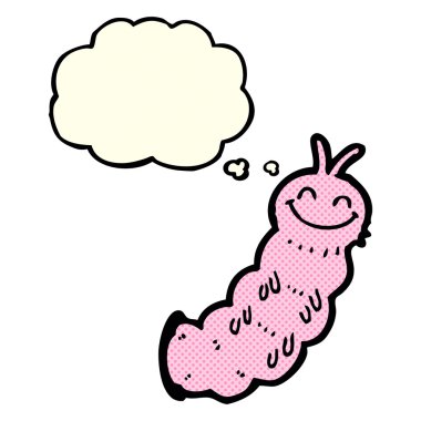 Düşünce baloncuklu çizgi film tırtılı