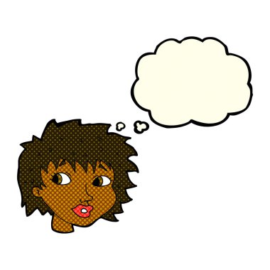 Karikatür, düşünce balonlu kadını şaşırttı.