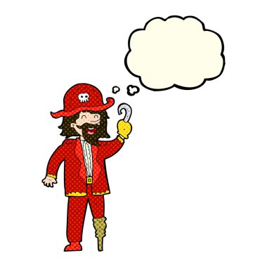 Düşünce baloncuklu korsan kaptan.