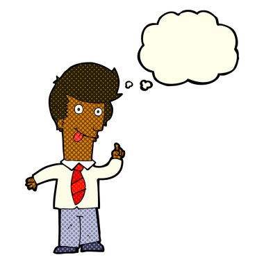 Düşünce baloncuğuyla çılgın fikirleri olan bir ofis adamı.