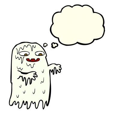 Düşünce baloncuklu iğrenç bir hayalet.