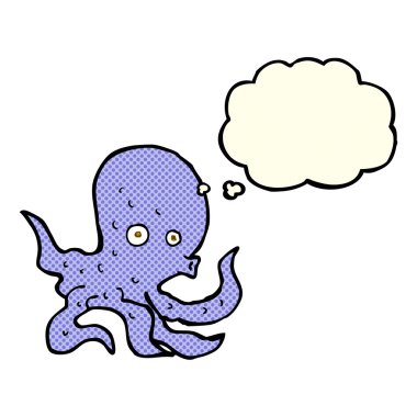Düşünce baloncuklu ahtapot çizgi filmi