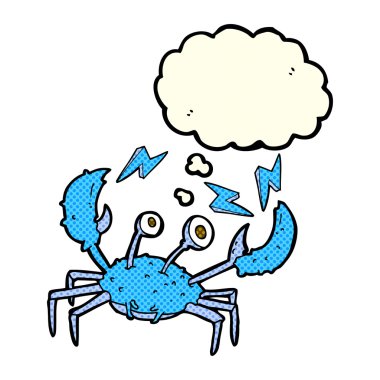 Düşünce baloncuklu çizgi film yengeci