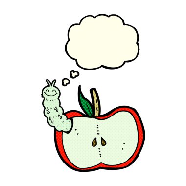 karikatür elma ile düşünce baloncuğu