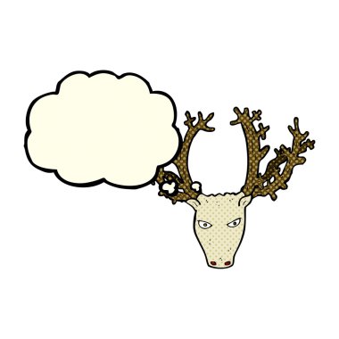 Düşünce baloncuklu karikatür geyiği kafası