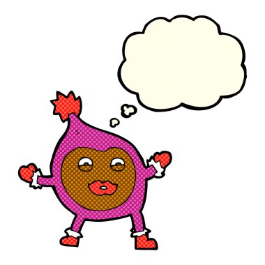 karikatür komik yaratık düşünce balonu ile