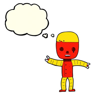 Düşünce baloncuklu çizgi film robotu