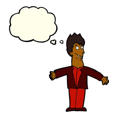 Düşünce baloncuğu olan vampir adam.