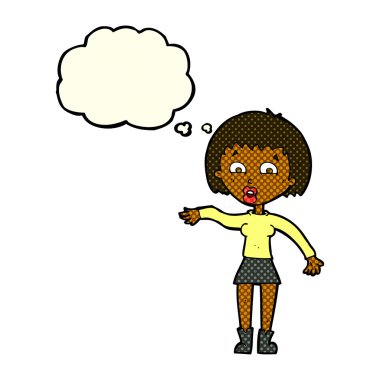 Karikatür, düşünce balonlu kadını şaşırttı.