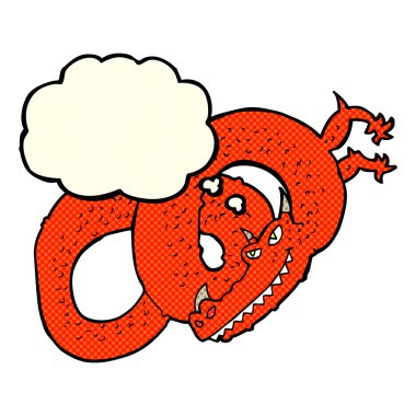 Düşünce baloncuklu çizgi film ejderhası