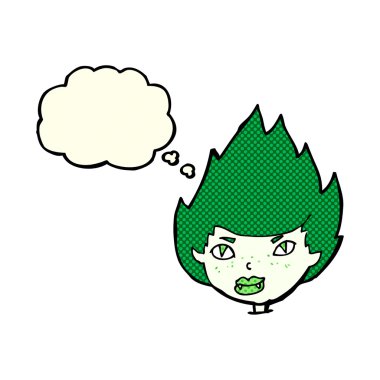 Düşünce baloncuklu vampir kafası.