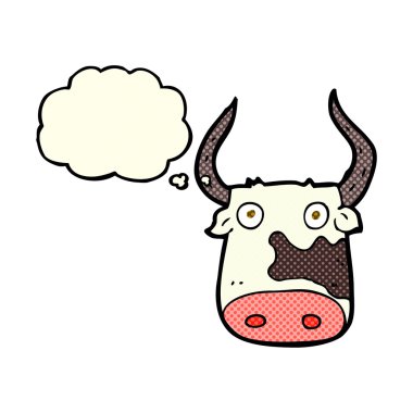 Düşünce baloncuklu çizgi film ineği