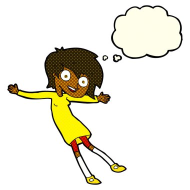 Düşünce baloncuğu olan çılgın kız.