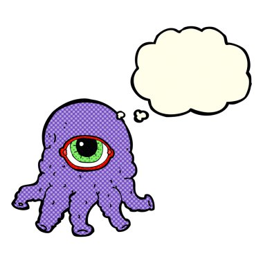 Düşünce baloncuklu uzaylı kafası