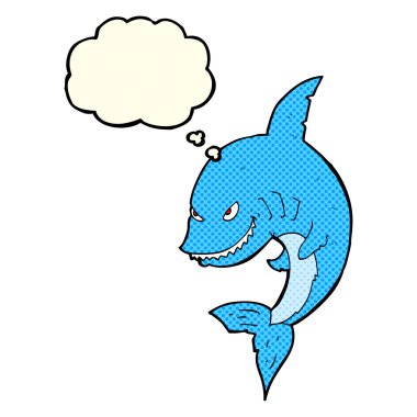 Düşünce baloncuklu komik köpek balığı.