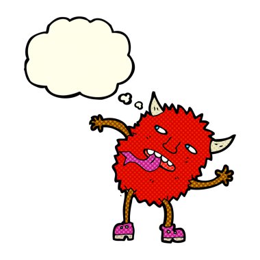 Düşünce baloncuklu komik çizgi film canavarı