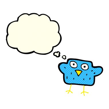 Düşünce baloncuklu çizgi film kuşu